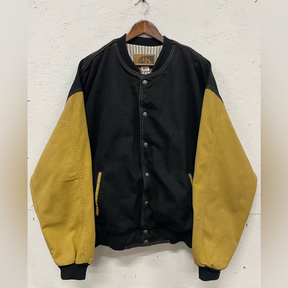 Vintage ID International Denim Black Denim Lined Stadium Jacket, Size XXL